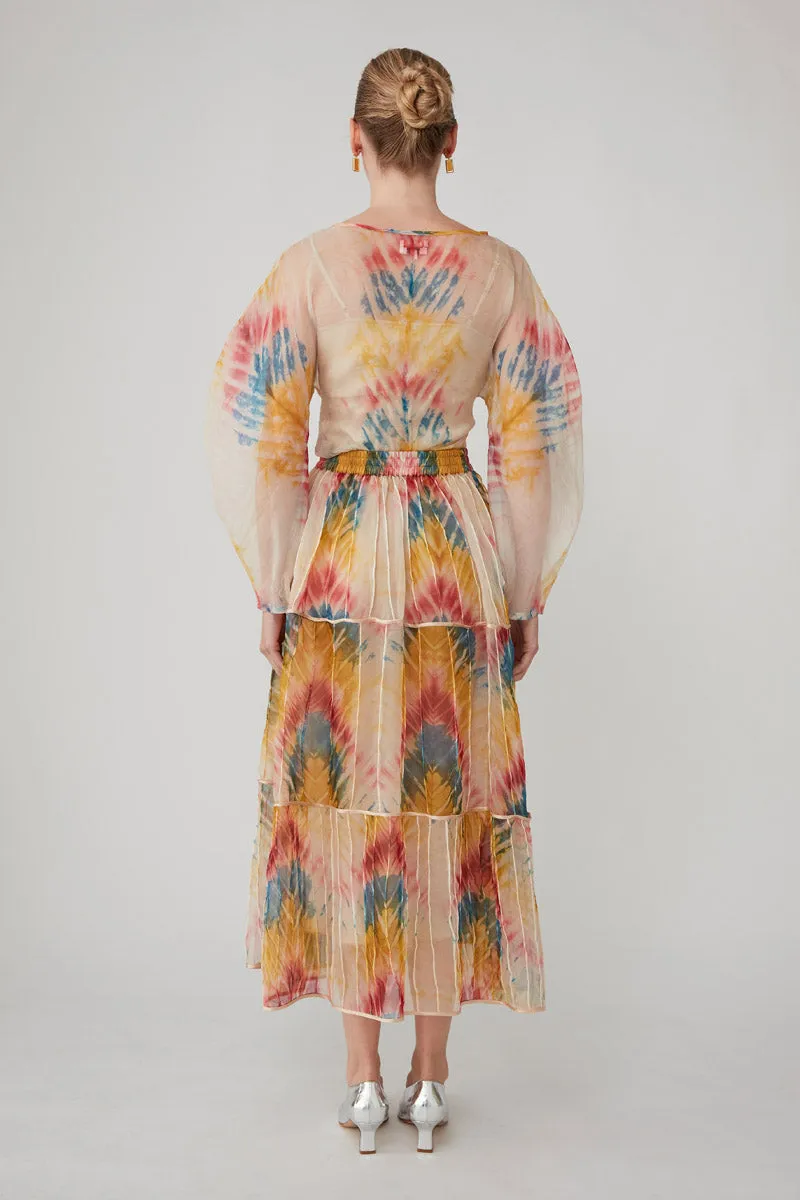 AFAF HANDPIPED SKIRT - MULTI TIE DYE