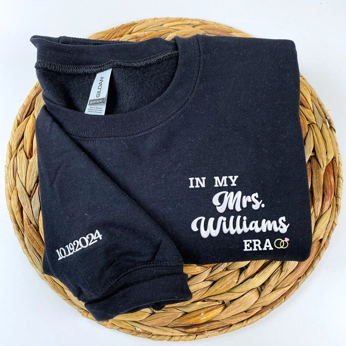 Custom Embroidered Name In My Mrs Era Sweatshirt or Hoodie