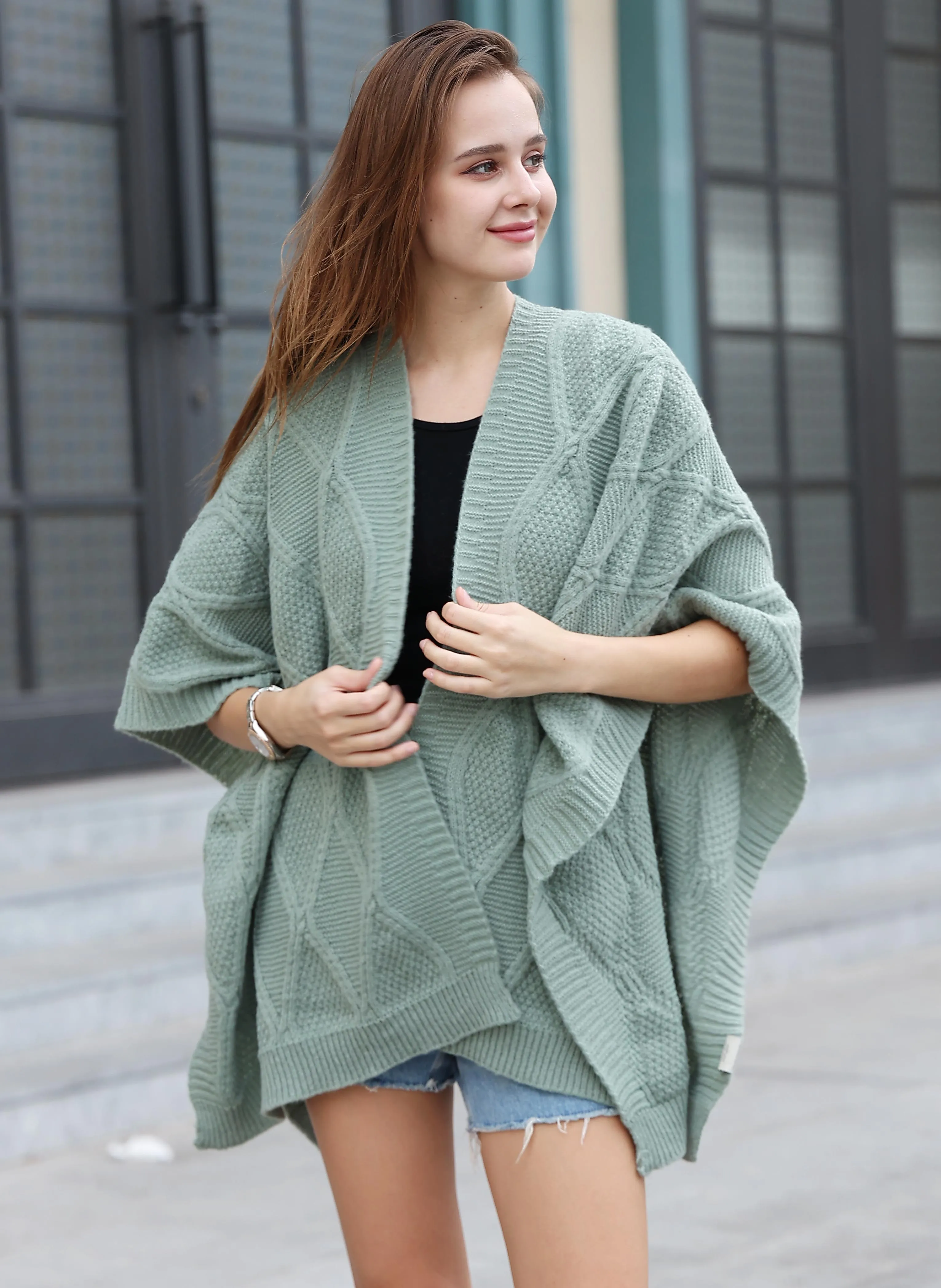 JC063337 5 Colors-Fish Patterned Ruana