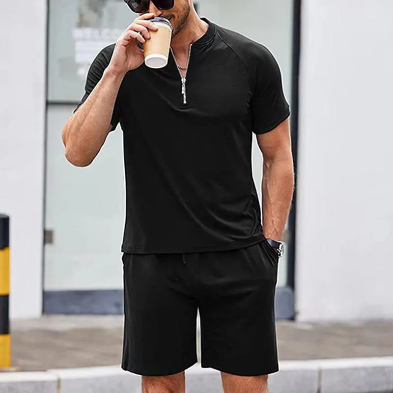 Men's Solid Color Crew Neck Suit 00656299YM