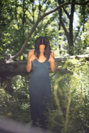 Natural Dyed Prairie Wildrye Slip Dress in Indigo